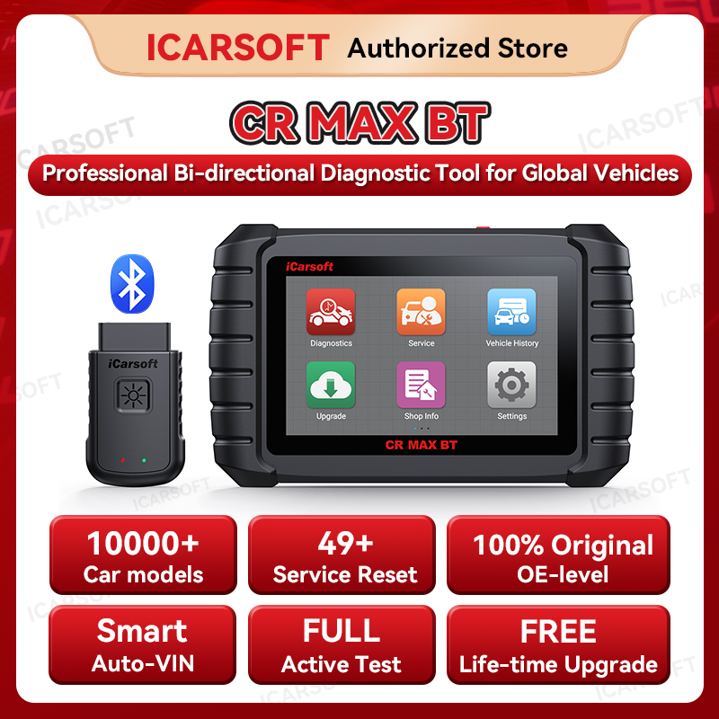2025 iCarsoft CR MAX BT 無料アップデート ワイヤレス Bluetooth OBD2 診断パッド スキャナー グローバル車用 CANFD Extra 46 サービス ECU
