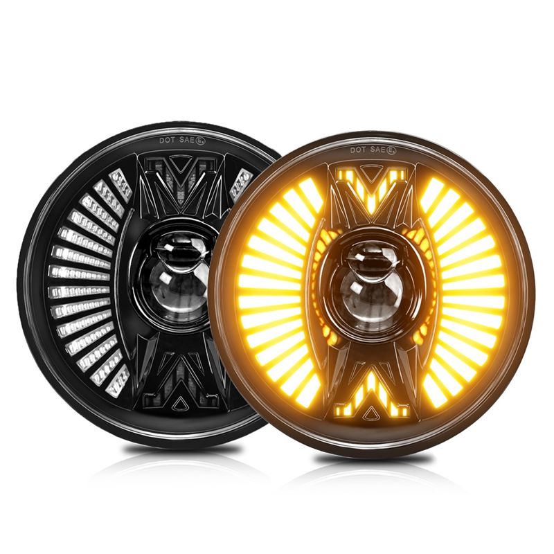 Better-7 インチ LED ヘッドライトラウンド LED ポッドライトバー高/低 DRL H4 トラック SUV ATV 用ワークライト、ホワイトアンバーライト