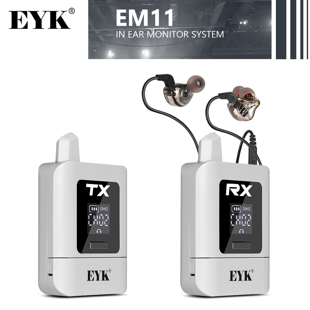 EYK ステレオ 2.4 グラムワイヤレスインイヤーモニターシステム調整可能な周波数ポータブル充電式ホワイトモニタリングレコーディングスタジオ用