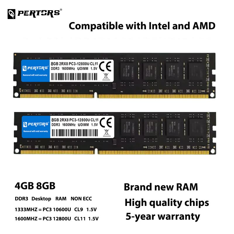 Q-PERTORS DDR3 4GB 8GB RAM 1333MHz 1600MHz DIMM デスクトップRAM 240ピン 1.5V 非ECC 2Rx8 IntelおよびAMD互換