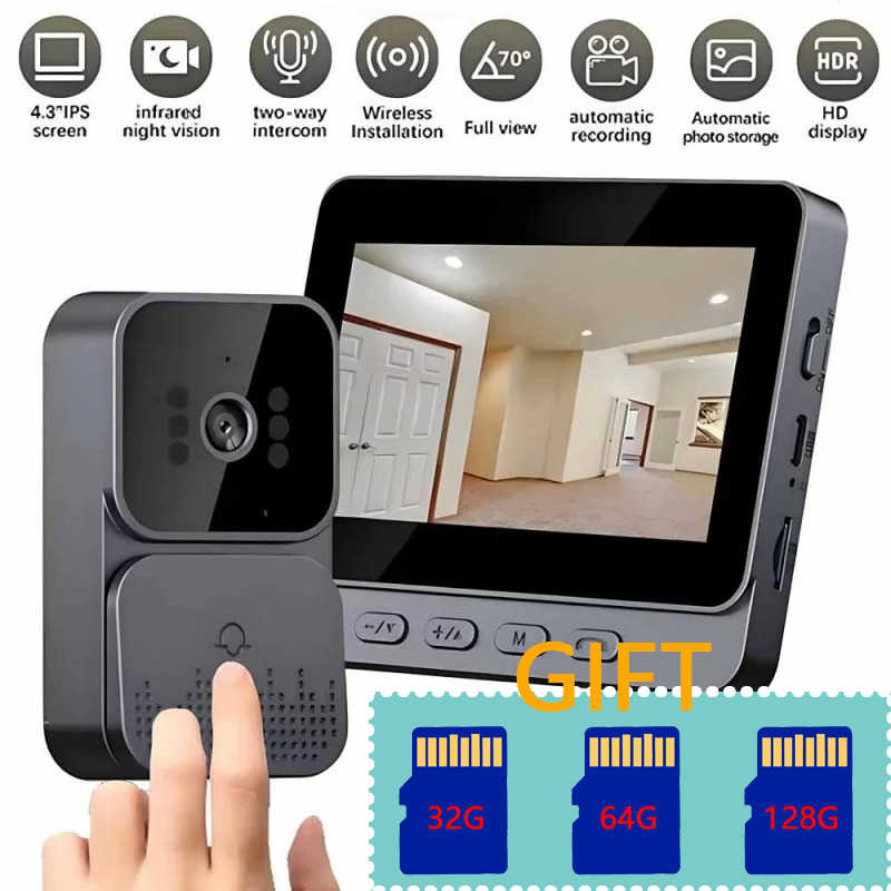 スマート WiFi 2.4 グラムワイヤレスドアベルビデオインターホンカメラ Inteligente ナイトビジョン 4.3 インチ HD スクリーンセキュリティホームアパート用