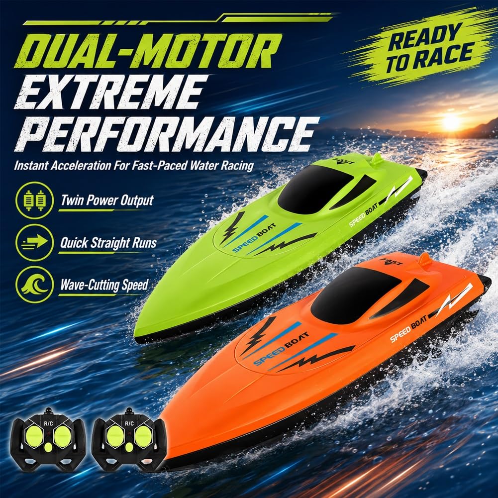 2.4GHz 高速 RC ボートデュアルモーター防水レーシングスピードボートリモコン水のおもちゃプール湖屋外子供男の子ギフト