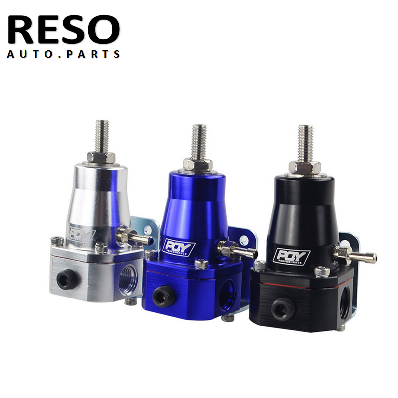 RESO- ユニバーサル 30-70 PSI ブラックアルミニウム車燃料圧力レギュレーターゲージ 3 AN6 フィッティング 3 ワッシャーキット