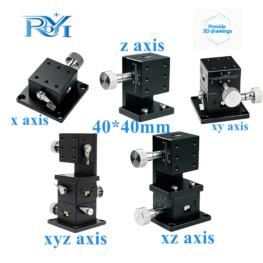 40×40mm X/XY/Z/XZ/XYZ‑軸精密リニアステージ アリ溝ギア駆動手動ノブ調整変位プラットフォーム