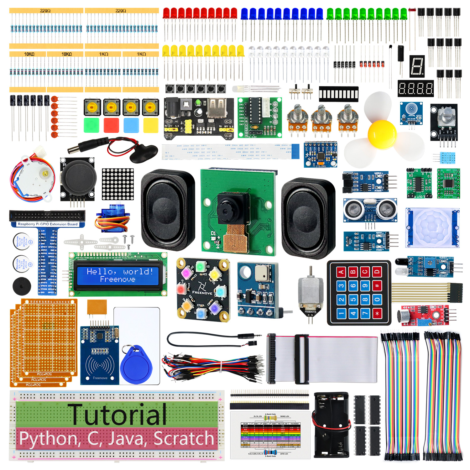 Raspberry Pi 5 4 B 3 500 Zero 2 W 用 Freenove 完全スターター キット、1170 ページのチュートリアル、386 アイテム、164 プロジェクト、カメラ スピーカー