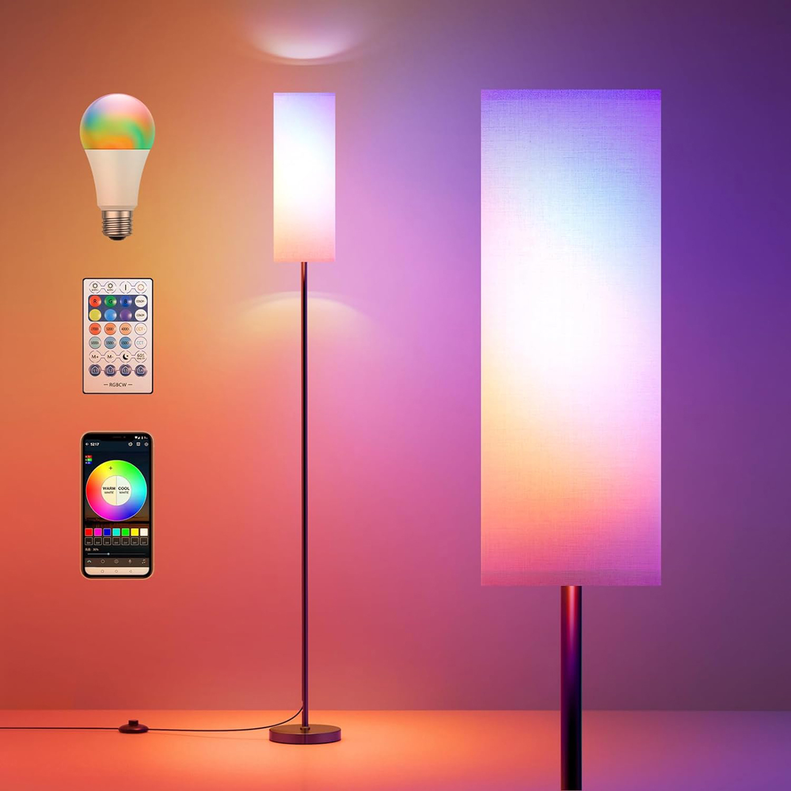 米国モダンなフロアランプ立ち背の高いライト足寝室リビングルームスタディルーム RGB フロアランプスタディルームフロアランプ