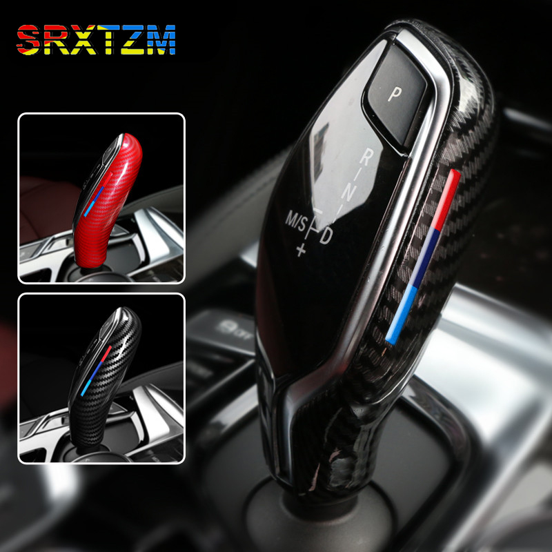 LHD RHD ABS カーボンファイバーブラックレッドセンターコンソールギアシフトノブトリムカバー BMW G30 G31 G01 G02 G32 5 シリーズ X3 X4 6GT