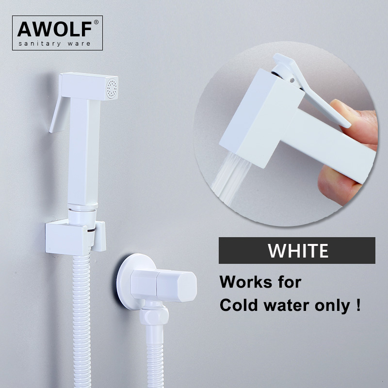 Awolf ホワイト手持ちトイレビデスプレーソリッドブラス衛生シャワーセットスクエアデザインビデ蛇口シャワー AP2289