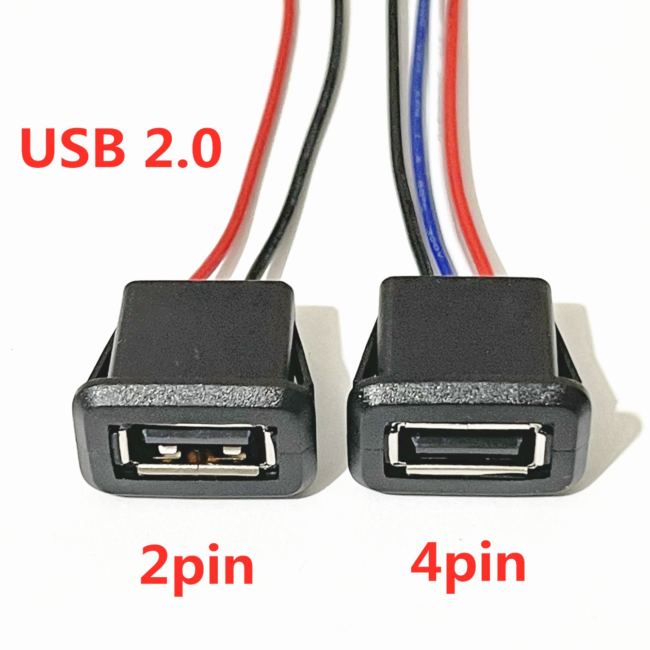 1-10 個 2Pin 4Pin USB 2.0 メス電源ジャック 2P 4P USB2.0 充電ポートコネクタデータインターフェイスケーブル USB 充電器ソケット
