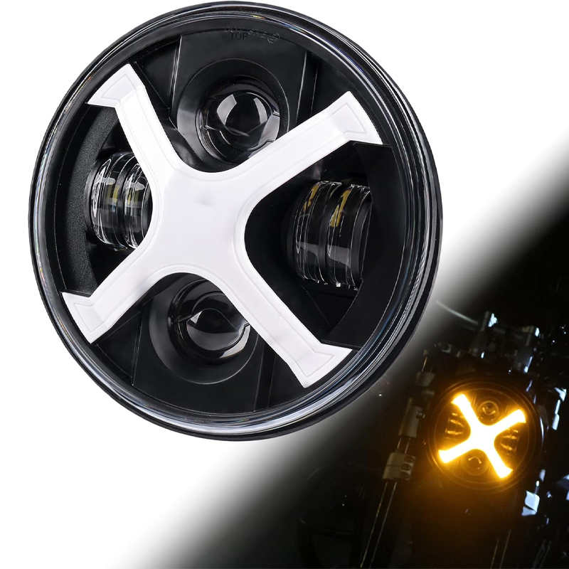 7 inch LED X Style Motorcycle Headlight White/Amber Led Motorcycle Headlight for Street Glide Softail Heritage Road