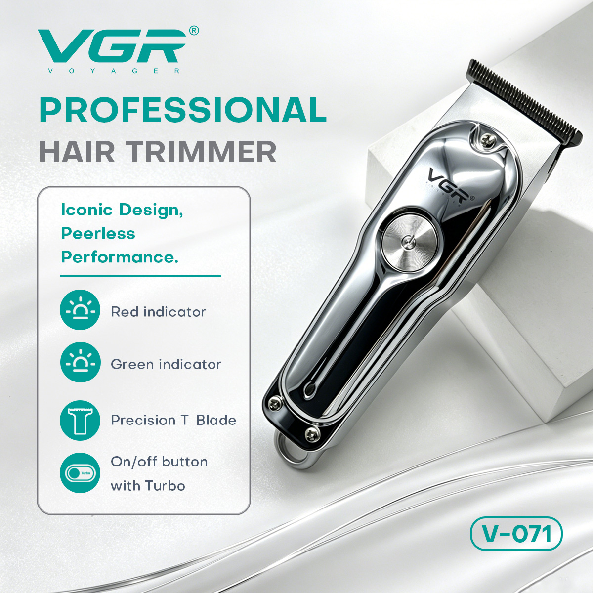VGR ヘアトリマープロフェッショナルバリカンワイヤレスヘアカットマシン電気ゼロ切断機トリマー男性用 V-071