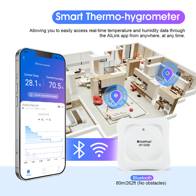 930B Bluetooth WIFI 温度湿度計アプリリモートモニター屋内屋外温度計湿度計磁気吊り下げ