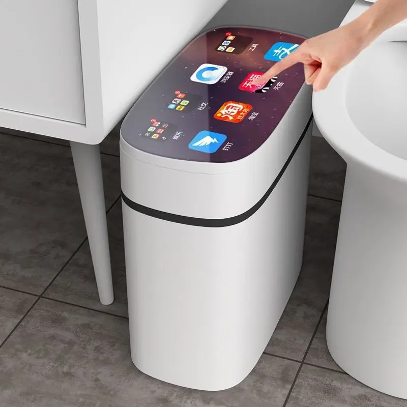 スマートセンサーゴミ箱浴室キッチン蓋付きゴミ箱浴室防水防臭狭いゴミ箱家庭用品