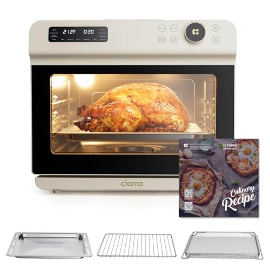エアフライヤー付き 12-in-1 カウンタートップ スチーム オーブン、25.4QT スチーム エアフライヤー コンボ Nosh オーブン プロ - 対流トースター、ベイク、セルフクリーン