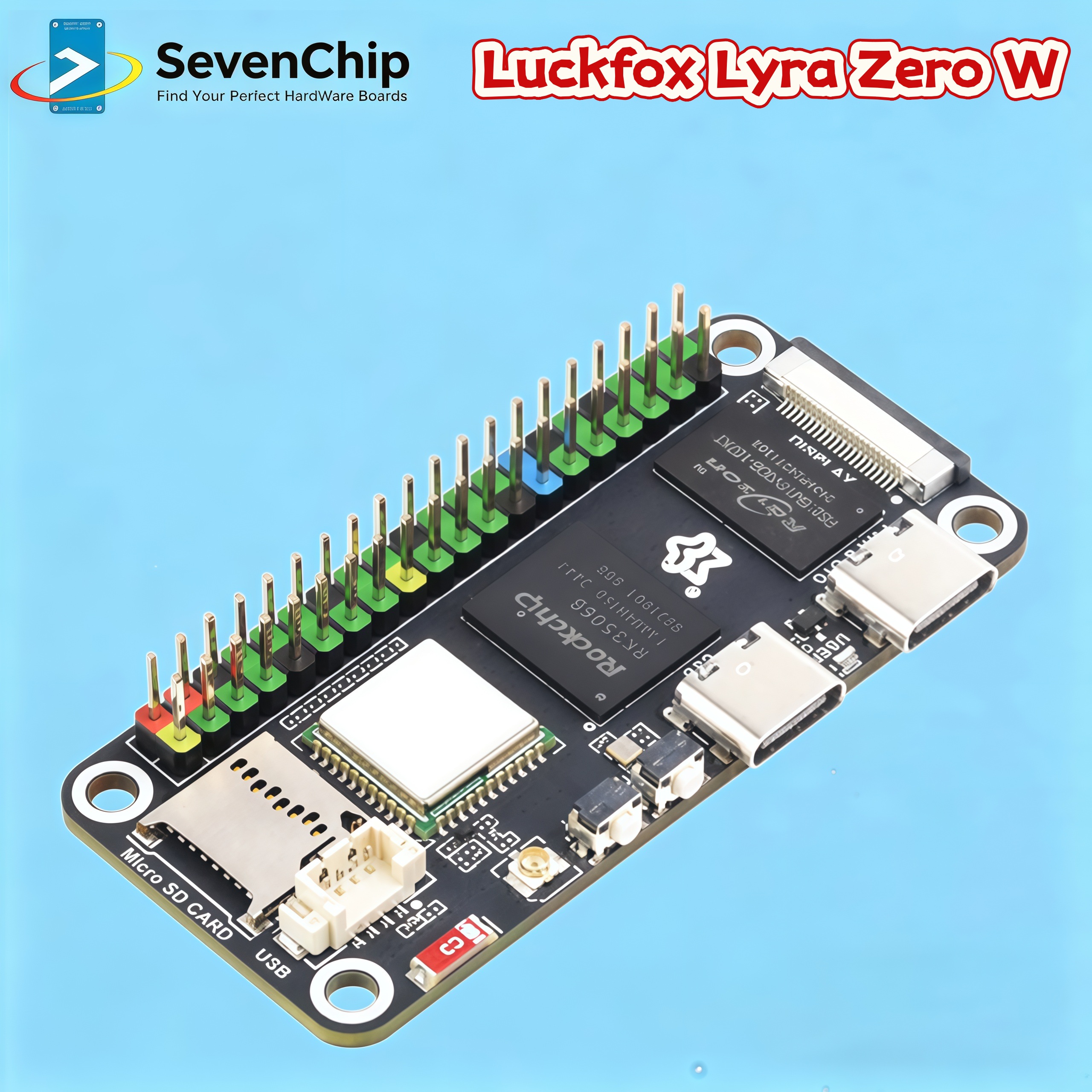 Waveshare Luckfox Lyra Zero W Micro Linux ボード、RK3506B チップをベースとしたトリプルコア Cortex-A7 と統合