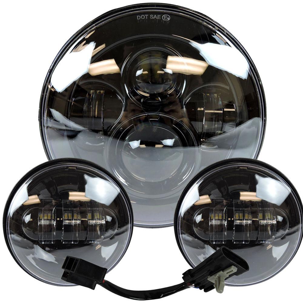 7 "Led プロジェクター H4 ヘッドライト 4.5" フォグパッシングライトハーレーオートバイランプエレクトラグライドソフテイルファットボーイツーリング部品