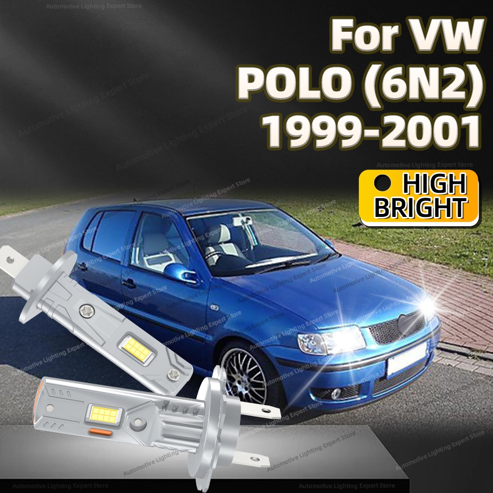 2/4 個 6000 18K 超高輝度 LED ヘッドライト電球キットドライビングライト高低ビーム VW フォルクスワーゲンポロ 6N2 1999 2000 2001