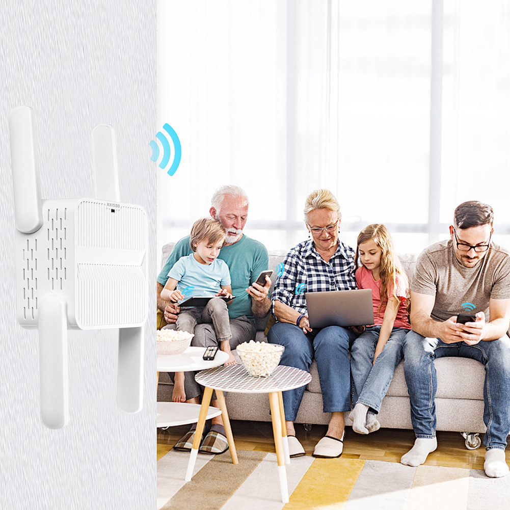 WiFi 6 リピーターエクステンダー 1500Mbps Wi-Fi 信号アンプデュアルバンド 2.4G/5GHz WiFi 6 アンプイーサネットポート 4*2dbi アンテナ