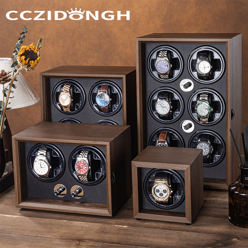 CCZIDONGH 木製自動ウォッチワインダー家庭用時計ボックス Wanbaozhi サイレントモーター機械式時計シェーカーアッパーチェーンボックス