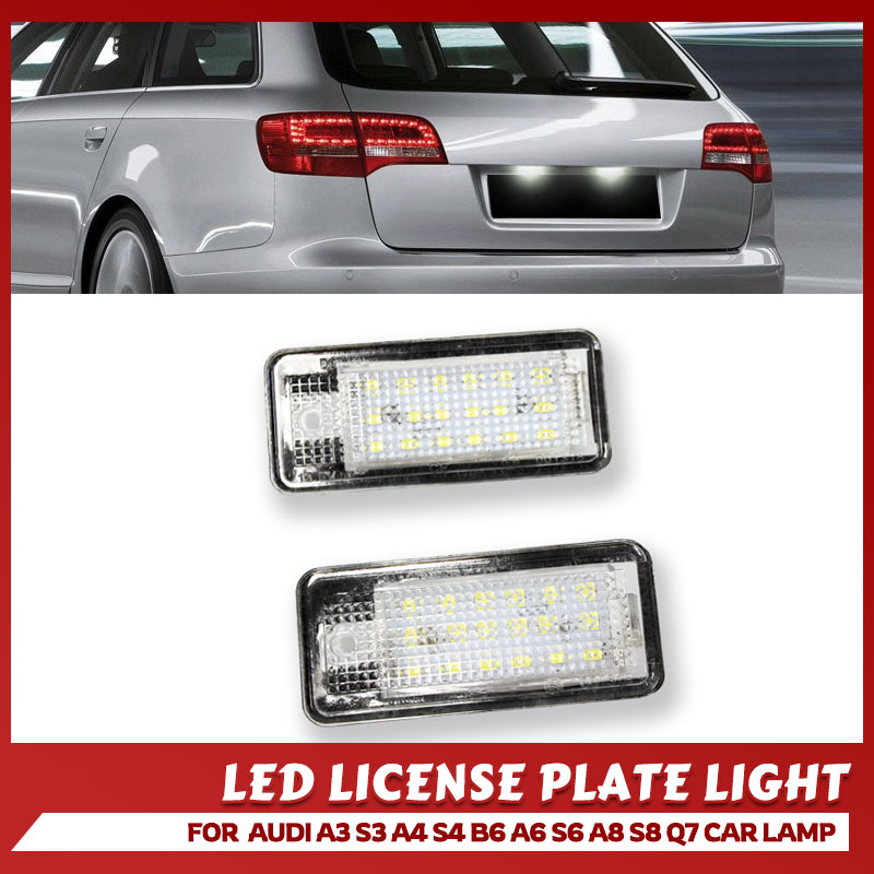 2 個アウディ LED ナンバープレートライト A3 A4 S4 RS4 B6 B7 A6 RS6 S6 C6 S5 Q7 A8 S8 アバント Canbus エラーフリーナンバープレートランプ
