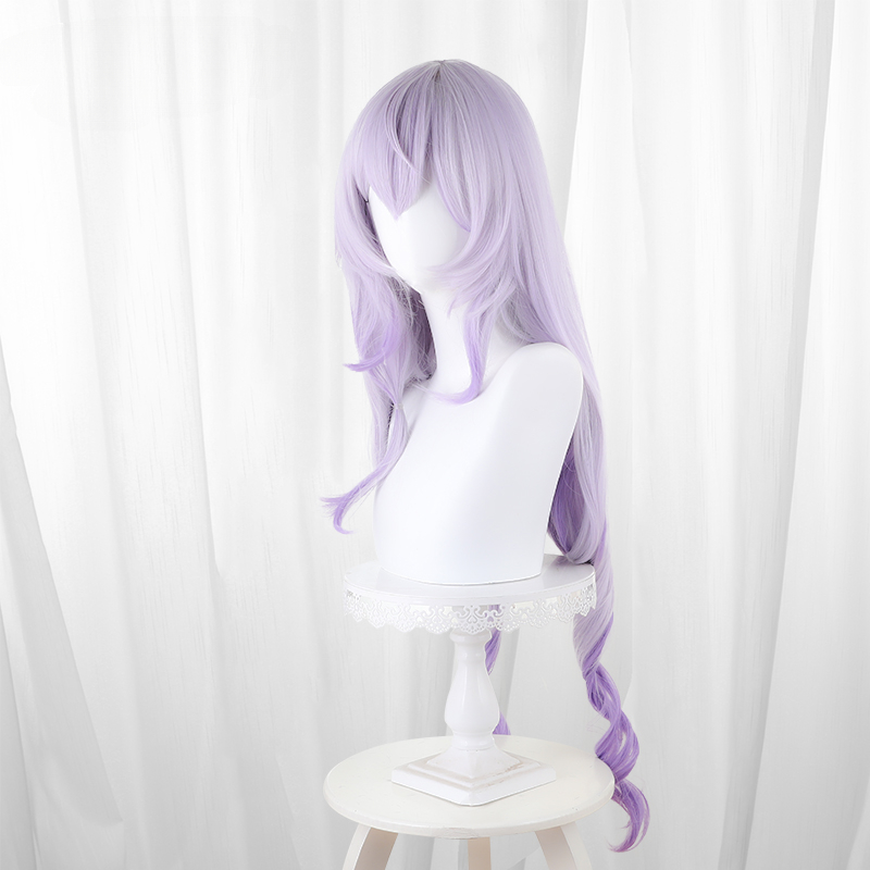 アニメゲーム Honkai: スターレールコスプレブラックスワンウィッグハロウィンプレイパーティーステージロングカーリーパープルグラデーションヘア