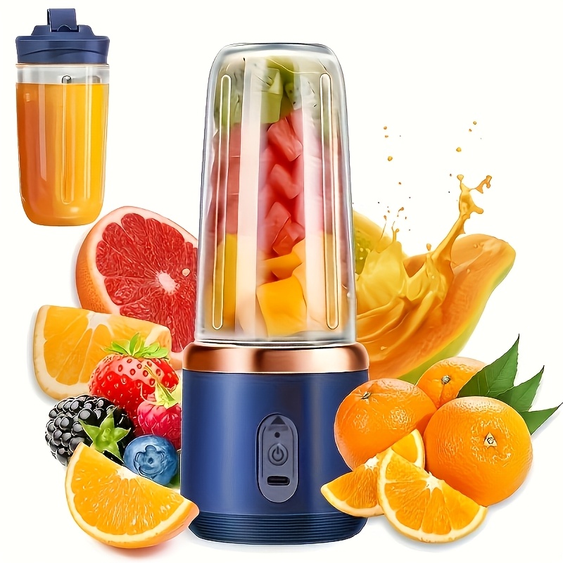 1 ピースポータブルブレンダー 6 ブレード、トラベル蓋付きミルクシェイクとスムージー用パーソナルジューサー、400 ml USB 充電式