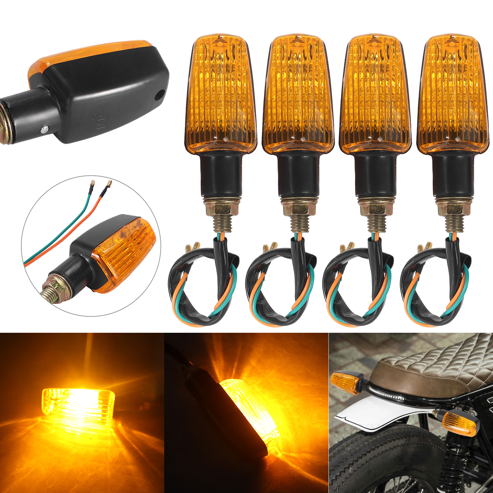 4 個ユニバーサルオートバイブラブターンシグナルランプ 12V インジケータライトウインカー信号アンバーオートバイ LED ターンシグナルライト