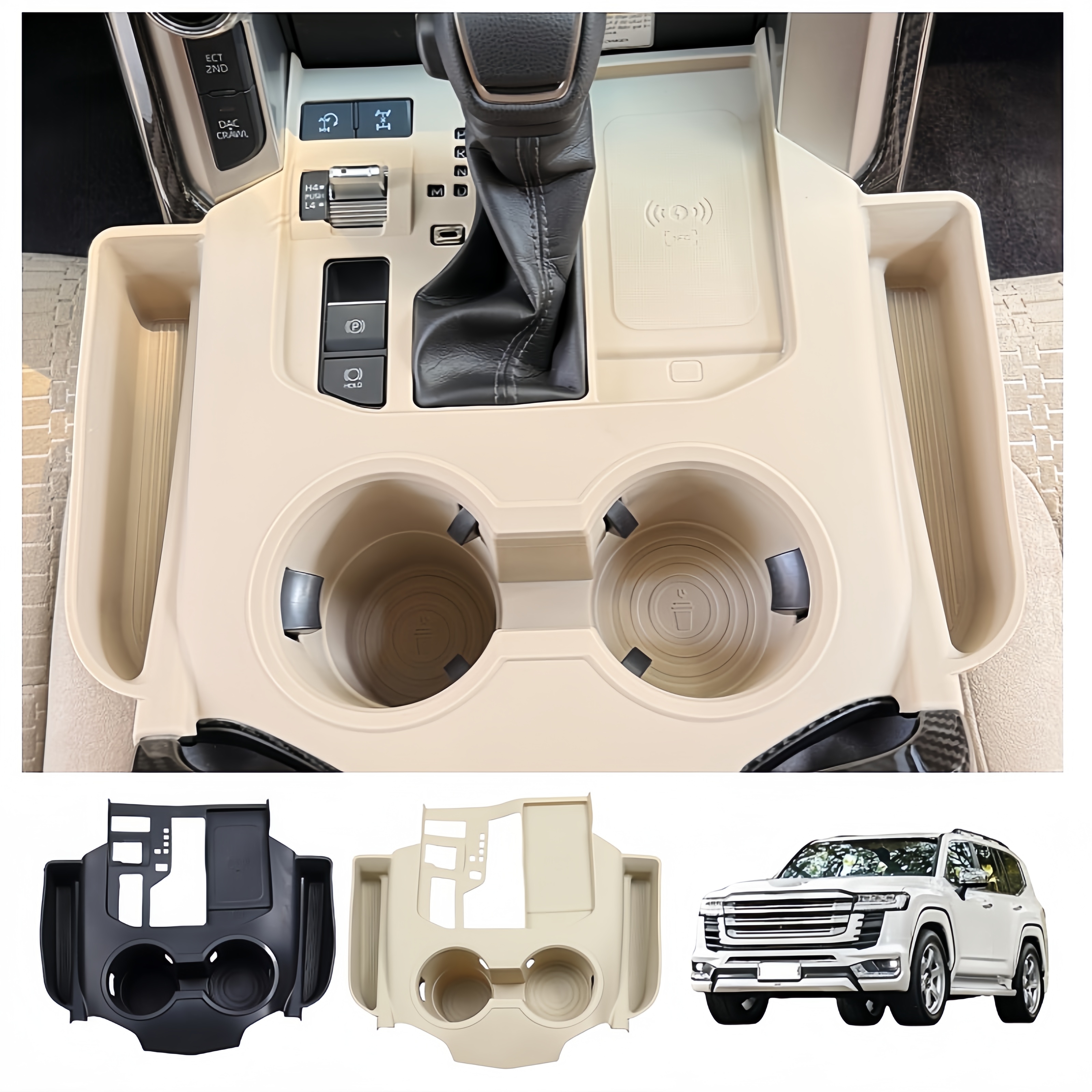 [左ハンドル] 車用シリコン中央コンソール収納ボックス保護 トヨタ ランドクルーザー 300 LC300 シリーズ 2022-2024 用