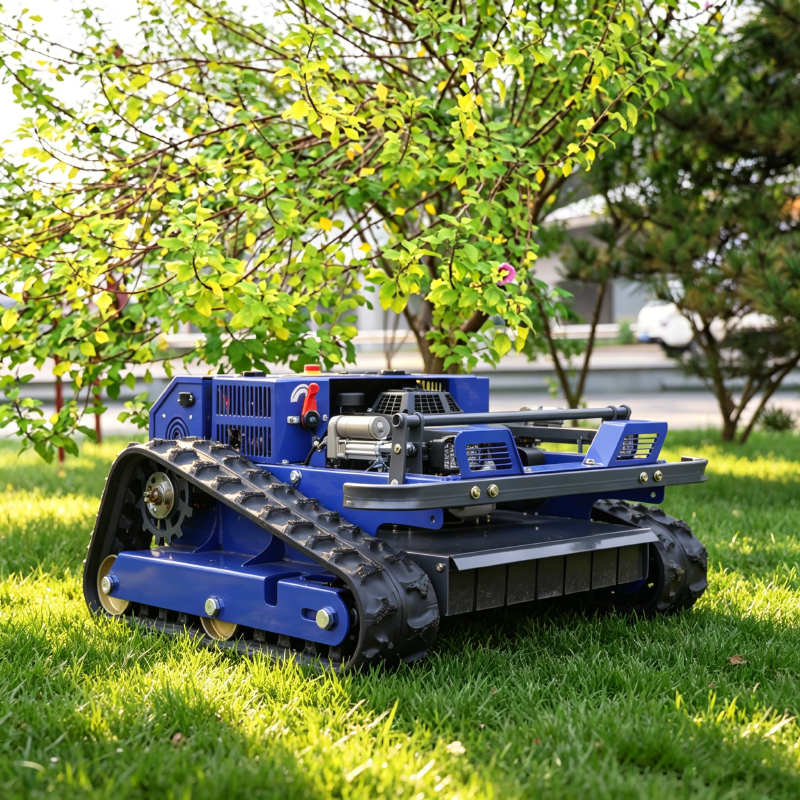 カスタマイズ遠隔操作式無限軌道芝刈機、農林業用大型芝刈機、雑草防除装置