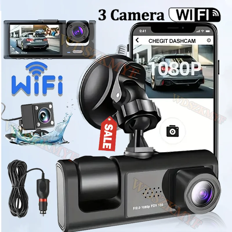 2/3 チャンネル WIFI アプリ制御車 Dvr 1080P ダッシュカム車のフロントとリアビューレコーダービデオ車カメラ車 Assecories