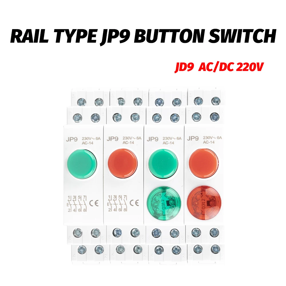 レールタイプパイロットライト電源ボタンインジケータライト赤緑信号 220V 24VAC/DC 電気制御パネル用