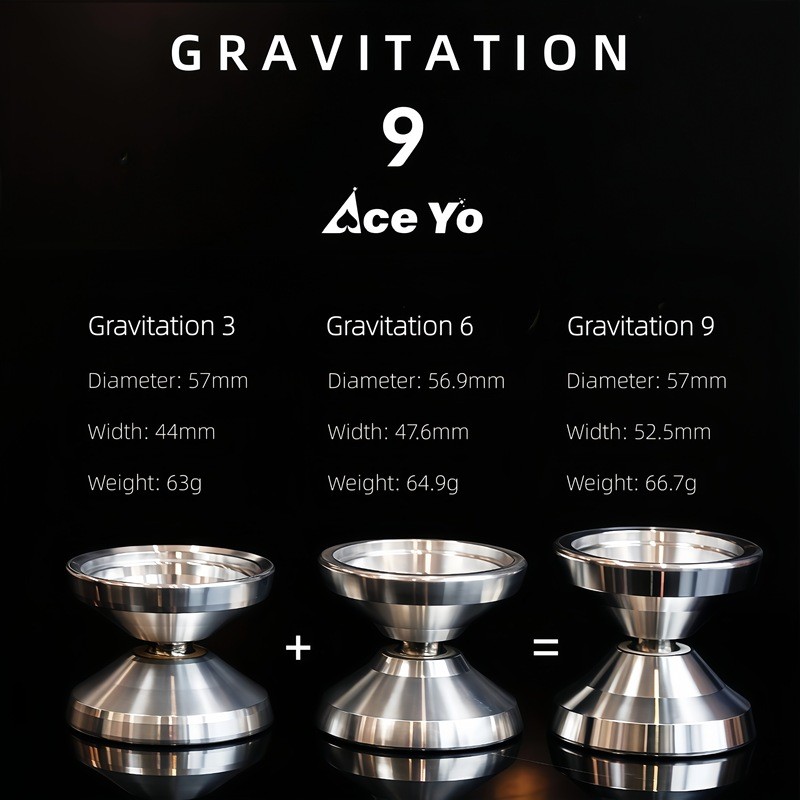 AceYo グラビテーション 9 ワイドデザインメタルヨーヨープロ競技グレードアルミニウムヨーヨーフリーベアリングとストリング
