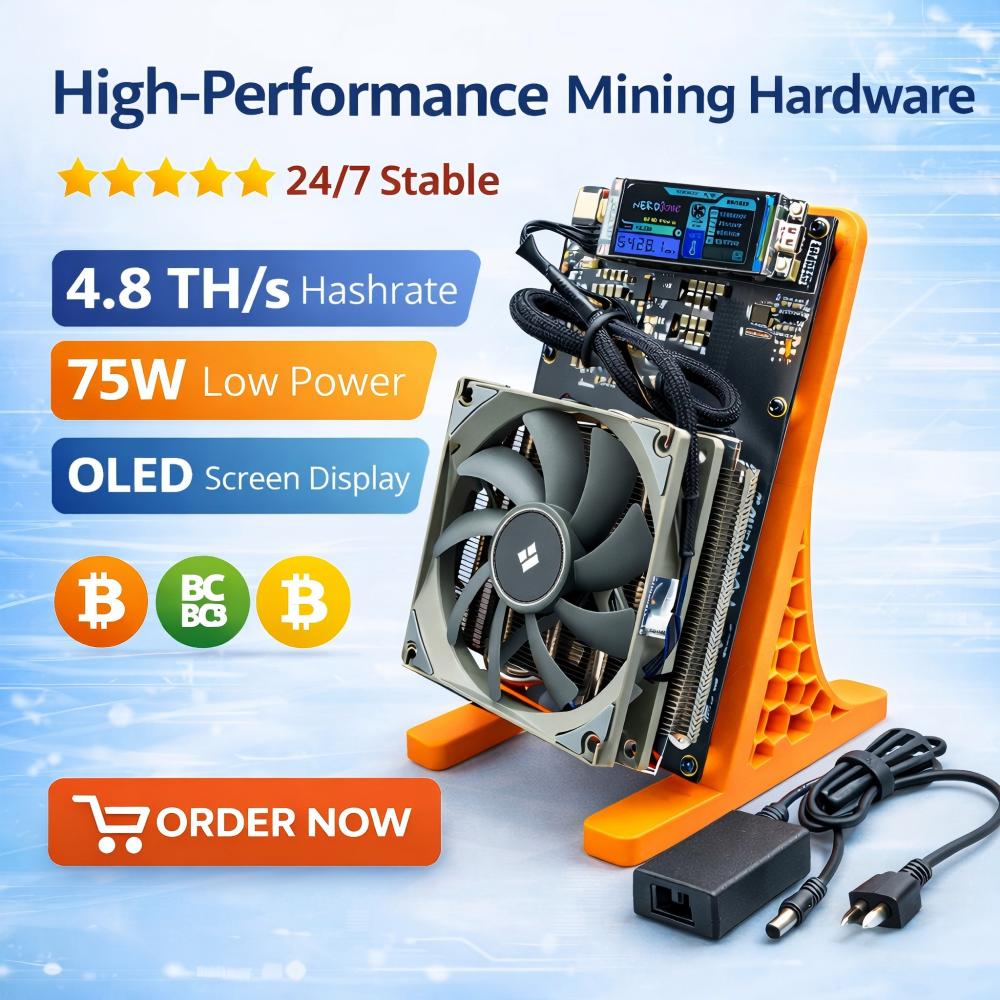 Bitaxe NerdQaxe 4.8TH/s Win 3.12 BTC Bitcoins Miner BM1370 Asic Chip Solo BTC 75W 2.4G WiFi オープンソースマイニングマシン