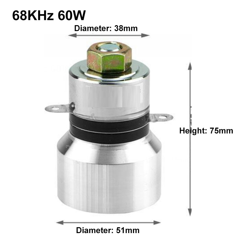 68KHz 60 ワット超音波クリーナートランスデューサヘッド超音波圧電振動発振器洗浄機洗濯装置