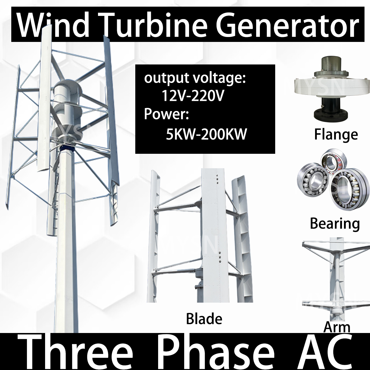 5KW 10KW 100KW 垂直風力タービン Generator12V-220V フリーエネルギー磁気交流発電機グリッドタイインバーター家庭用 200KW