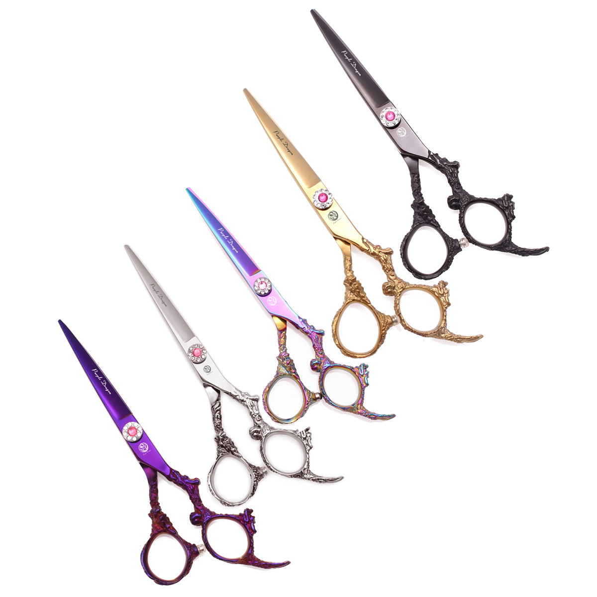 プロのヘアはさみパープルドラゴン 6 "日本 440C 切断はさみ間伐鋏理髪はさみドロップシッピング Z9005