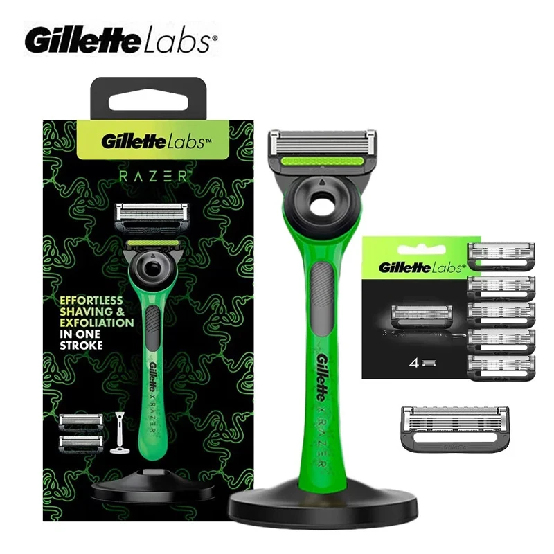 Gillette Labs カミソリ オーロラ シリーズ フレックスディスク 手動安全シェーバー シェービングマシン 5 層刃リフィル 2 本 磁気スタンド付き