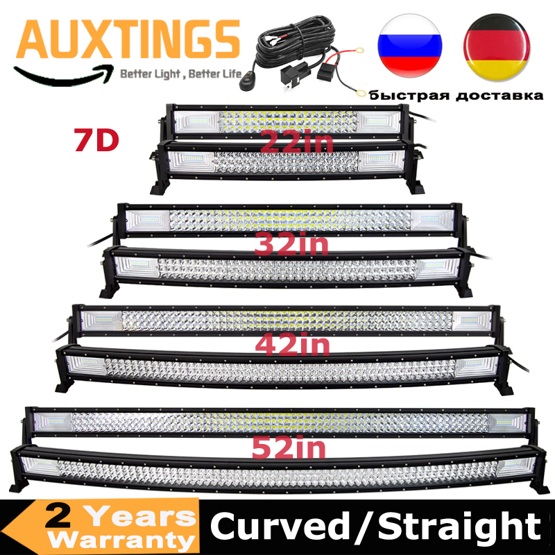 カーブ/ストレート 22 32 42 52 インチ 675 ワット 540 ワット LED ライトバードライビングライト 7D 3 列オフロードトラック SUV ATV トラクターカーボート
