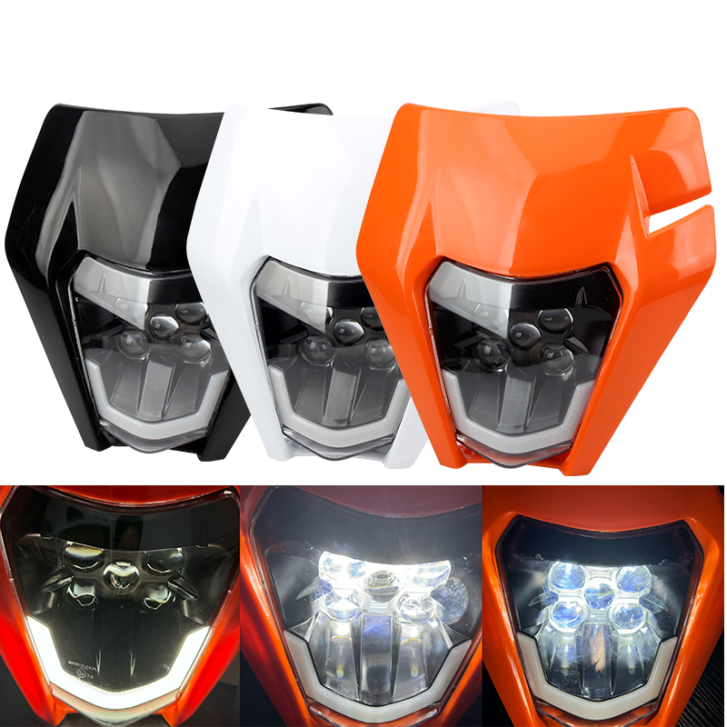モトクロスフェアリングオートバイヘッドライトプレート LED ヘッドランプ KTM EXC XC SX SXF MX 125-500 2018-2023 スーパーモトダートバイクエンデューロ用