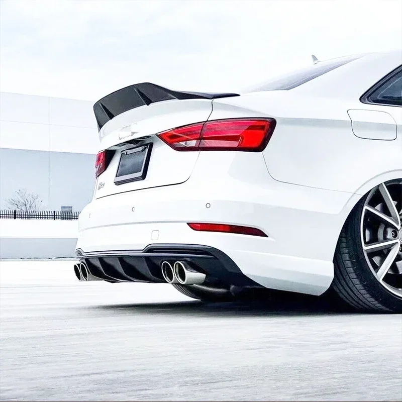 R4 スタイルリアトランクスポイラーテールウイングアウディ A3 S3 RS3 8V セダン 2016-2020 リアブーツルーフリップスポイラースプリッターボディキットチューニング