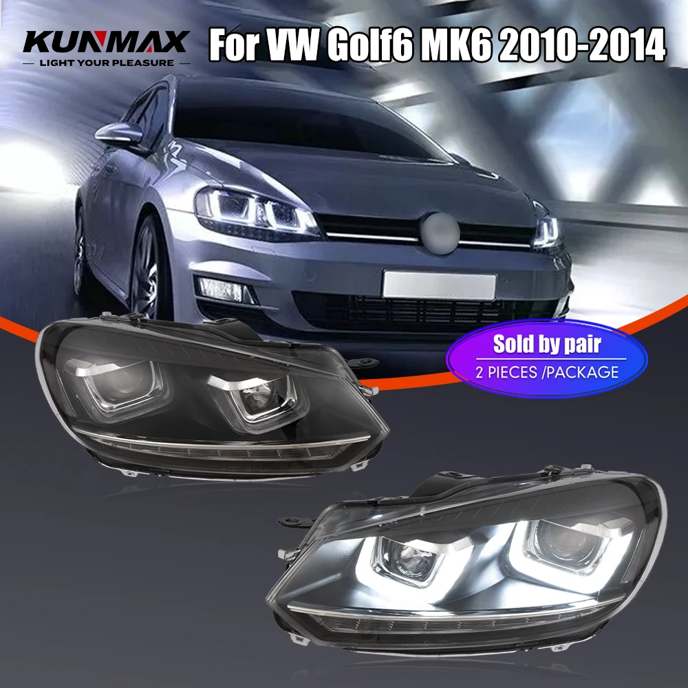 ペアの LED 車ヘッドライトアセンブリ VW Golf6 MK6 2010-2014 フロントヘッドランプ DRL ウインカーヘッドライトプラグアンドプレイ