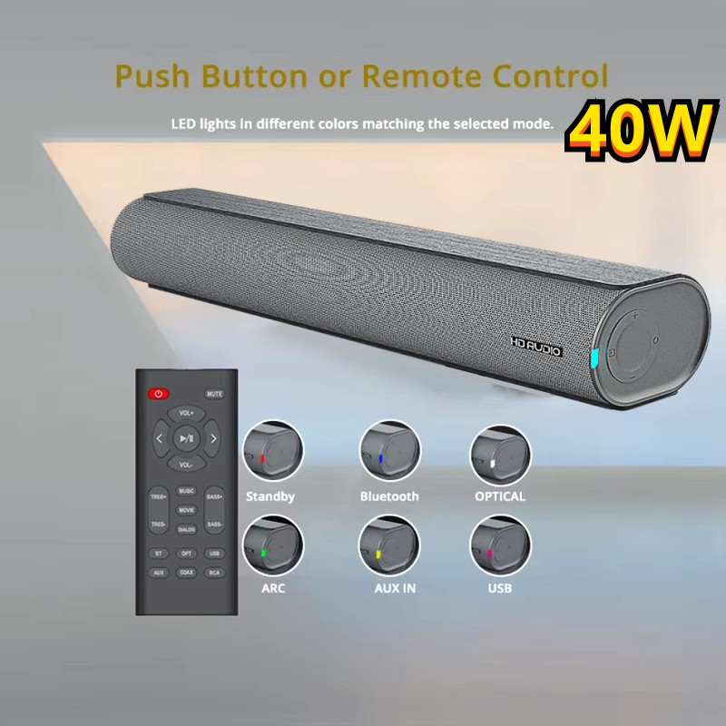 Bestisan ホームシアター TV サウンドバー 3D サラウンド サウンド ワイヤレス Bluetooth スピーカー ARC 光学/同軸/AUX/USB テレビ/PC/プロジェクター用