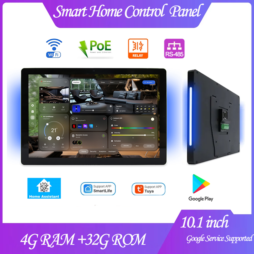 2026 新しい 10.1 インチ ウォール マウント Android POE タブレット超スリム スマート ホーム コントロール パネル LED ライト付き、Google Play