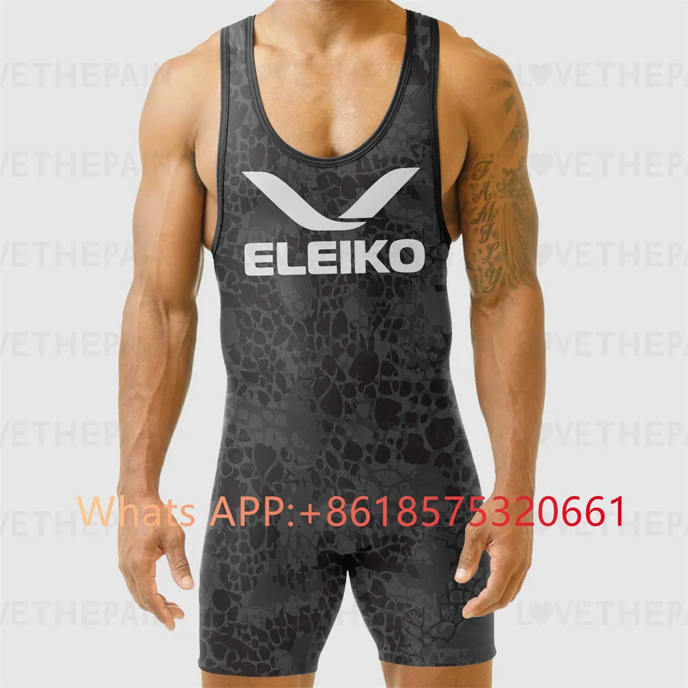ELEIKO メンズレスリングシングレットユニフォーム高度なシングレット服列車レスリングギアランニングスピードスーツスポーツウェアボクシングタイツ