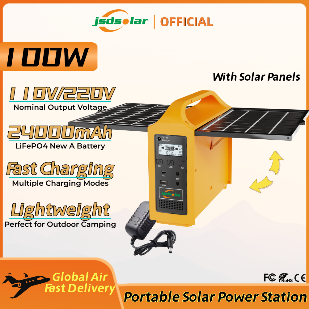 jsdsolar 100 ワットポータブル太陽光発電所発電機出力 AC 220V 110V LiFePO4 パワーバンク UPS 発電所屋外キャンプ用