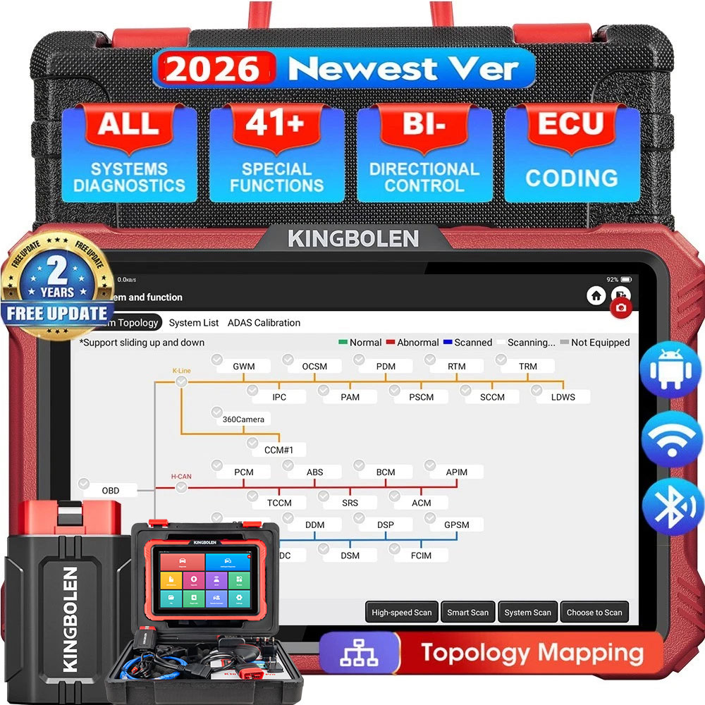 KINGBOLEN K10 PRO K10 Elite Full System Diagnostic Tool CAN FD DoIP OBD2 Scanner 40 Reset Topology Map ECU Coding Bi-Directional