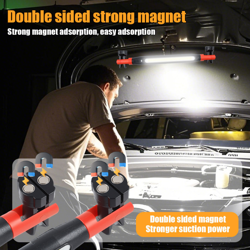 LED Rechargeable Work Light Underhood Repair Light Magnetic Flashlight 3 Lighting Modes with Hook for Car Repair Camping Emergen