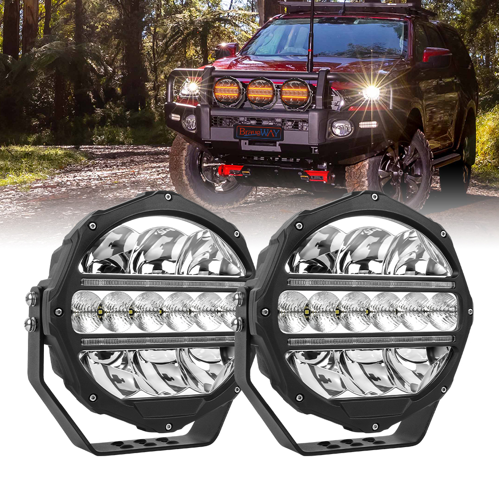 BraveWAY [ベスト] 9 インチ LED ワークライトオフロードピックアップトラック ATV UTV オフロード使用 300 ワット/セット LED ドライビングライト DRL ウインカー