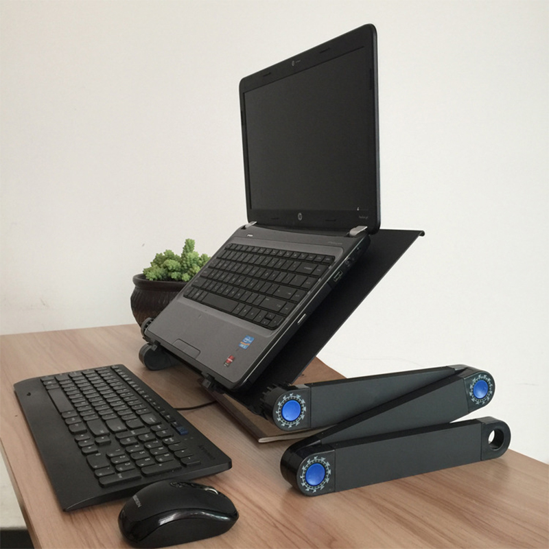ラップトップスタンドポータブルノートブックコンピュータテーブル折りたたみ式PCベッドソファデスクエスクリトリオ調節可能な人間工学アルミ合金棚