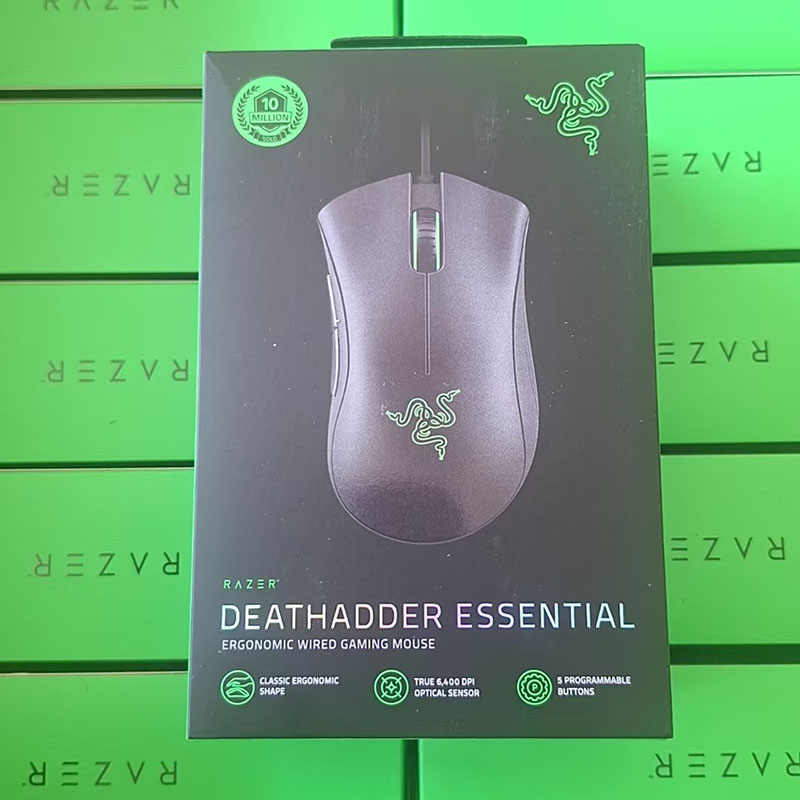 Razer DeathAdder エッセンシャル有線ゲーミング マウス/有線マウス 6400DPI 5 独立したボタンラップトップ PC ゲーマー用